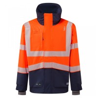 Leo Workwear Dartmoor Class 2 Jacket Hi-Vis Orange / Navy 